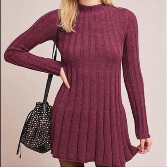 Anthropologie Sweaters - Anthropologie Sz M Ribbed Mockneck Sweater Tunic by Rosie Neira EUC